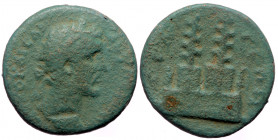 Pisidia, Selge, Antoninus Pius (138-161), AE diassarion (Bronze, 23,8 mm, 8,25 g). 
Obv: [AYT]O KAICAP - ANTΩNЄINOC, laureate head of Antoninus Pius t...