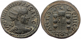 Pisidia, Antiochia, Philip I Arab (244-249) or Philip II (246-249), AE (Bronze, 26,1 mm, 7,56 g). 
Obv: IMP M VI PHILIPPVS AVC, radiate, draped and cu...