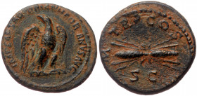 Hadrian (117-138) AE Quadrans (Bronze 2,97g, 18mm) Rome,128-129 
Obv: IMP CAESAR TRAIAN HADRIANVS AVG, eagle standing right, head left. 
Rev: P M TR P...