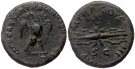 Hadrian (117-138) AE Quadrans (Bronze 3,37g,19mm) Rome,128-129 
Obv: IMP CAESAR TRAIAN HADRIANVS AVG, eagle standing right, head left. 
Rev: P M TR P ...