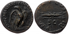 Hadrian (117-138) AE Quadrans (Bronze 2,29g 17mm) Rome, 128-129 
Obv: IMP CAESAR TRAIAN HADRIANVS AVG, eagle standing right, head left. 
Rev: P M TR P...