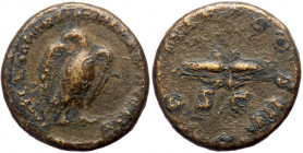 Hadrian (117-138), AE quadrans (Bronze, 18,4 mm, 3,60 g), Rome, 121/122.
Obv: IMP CAESAR TRAIAN HAD[RIANVS] AVG, eagle standing right, wings spread an...