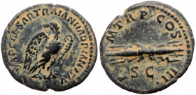 Hadrian (117-138), AE quadrans (Bronze, 19,7 mm, 2,85 g), Rome, 121/122.
Obv: IMP CAESAR TRAIAN HADRIANVS AVG, eagle standing right, wings spread and ...