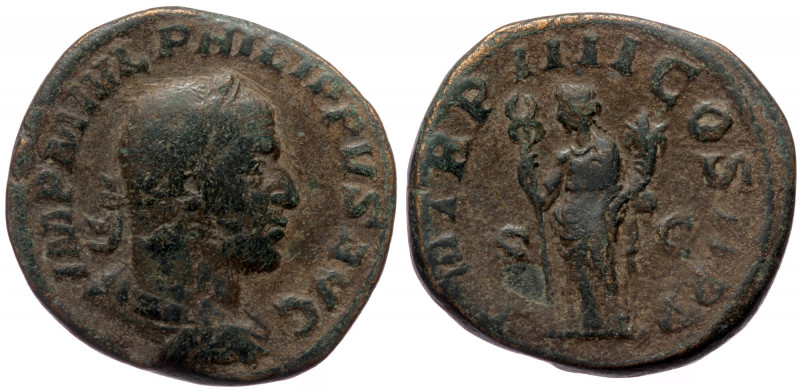 Philip I the Arab (244–249), AE sestertius (Bronze, 30,0 mm, 19,89 g), Rome.
Obv...