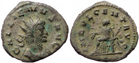 Galienus (263-264), Rome, AE antoninianus (Bronze, 21,5 mm, 2,14 g). Obv: GALLIENVS AVG, radiate, draped and cuirassed bust right. 
Rev: INDVLGENT AVG...