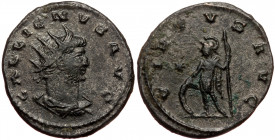 Gallienus (253-268) AE/BI Antoninianus (Bronze 3,52g 20mm) Antioch, 266-267
Obv: GALLIENVS P F AVG, radiate and cuirassed bust right 
Rev: VIRTVS AVG,...