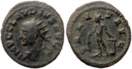 Claudius II Gothicus (268-270), Antiochia, AE antoninianus (Bronze, 21,4 mm, 2,67 g). Obv: IMP C CLAVDIVS AVG, radiate head left. 
Rev: [S]ALV - S AVG...