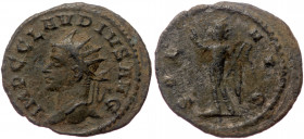 Claudius II Gothicus (268-270) AE/ BI Antoninianus (Bronze 2,35g 20mm) Antioch, 270. 
Obv: IMP C CLAVDIVS AVG, radiate head to left 
Rev: SOL AVG, rad...