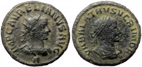 Vabalathus (268-272), for and with Aurelianus (270-275), Antiochia, AE antoninianus (Bronze, 20,7 mm, 3,43 g), 271/272. Obv: VABALATHVS VCR IM DR, lau...