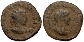 The Empire of Palmyra, Vaballathus (267-271) with Aurelianus (270-271), Bl antoninianus (Billon, 19,5 mm, 3,49 g), Antiochia.
Obv. IMP C AVRELIANVS AV...