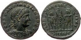 Constantine II (Caesar, 317-337) Æ Follis (Bronze 1,48g 16mm) Antioch, 330-335. 
Obv: CONSTANTINVS IVN NOB C, diademed, draped and cuirassed bust righ...