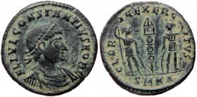 Constantius II as caesar (324-337), Cyzicus, AE nummus (Bronze, 16,7 mm, 1,51 g). 
Obv: FL IVL CONSTANTIVS NOB C, laureate and cuirassed bust of Const...