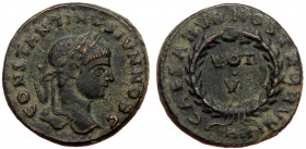 Constantine II (Caesar, 316-337) AE Follis (Bronze 3,27g 18mm) Rome.
Obv: CONSTANTINVS IVN NOB C, Laureate, draped and cuirassed bust right.
Rev: CAES...