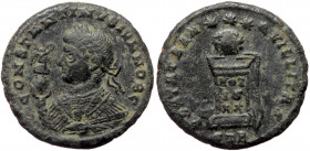 Constantine II as caesar (316-337), Treveri, AE follis (Bronze, 18,7 mm, 2,84 g), struck under Constantine I, 321. Obv: CONSTANTINVS IVN NOB C, laurea...