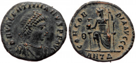 Valentinian II (375-392), AE centenionalis (Bronze, 24,4 mm, 2,66 g), Antioch, 379-383. 
Obv: D N VALENTINIANVS P F AVG, pearl diademed, draped and cu...