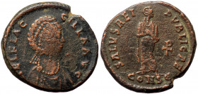 Aelia Flaccilla (379-386/8), Constantinopolis, AE majorina (Bronze, 22,7 mm, 6,12 g). Obv: AEL FLACCILLA AVG, diademed and draped bust of Aelia Flacci...