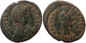 Aelia Flaccilla (379-386/8), Constantinopolis, AE majorina (Bronze, 25,0 mm, 4,60 g). Obv: AEL FLACCILLA AVG, diademed and draped bust of Aelia Flacci...