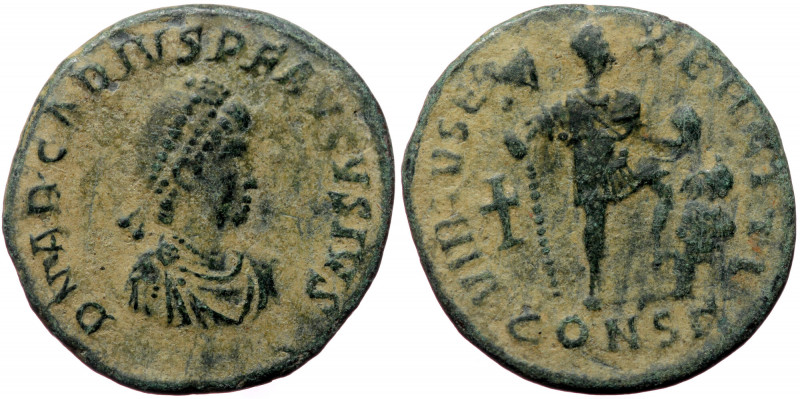 Arcadius (383-408), Constantinopolis, AE majorina (Bronze, 22,3 mm, 3,93 g). Obv...