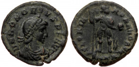 Honorius (393-423) Æ Follis (Bronze 4,49g 21mm) Cyzicus 
Obv: D N HONORIVS P F AVG, draped and pearl-diademed bust right 
Rev: GLORIA ROMANORVM, Emper...