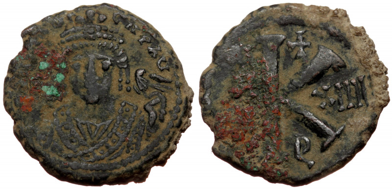 Maurice Tiberius (582-602) AE Half Follis (Bronze 5,74g 21mm) Antioch as Theopol...