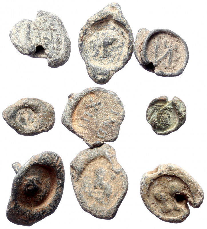 9 Byzantine Lead seals (Lead, 58.69g)