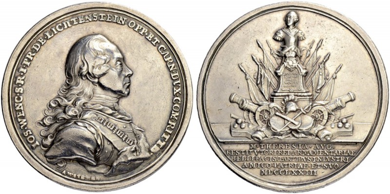 LIECHTENSTEIN
Franz Joseph, 1772-1781. Silbermedaille 1773. Auf den Tod des Pri...