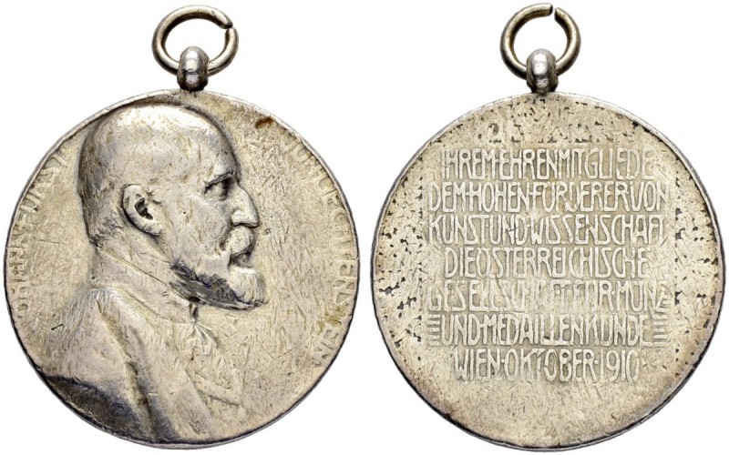 LIECHTENSTEIN
Johann II. 1858-1929. Silbermedaille 1910. Auf seinen 60. Geburts...