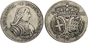 MALTA
Emanuel de Rohan, 1775-1797. 30 Tari 1777, Valetta. 29.25 g. Restelli/Sammut 15. Dav. 1606. Sehr schön / Very fine. (~€ 130/~US$ 160)