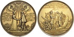 NIEDERLANDE
Historische Medaillen. Vergoldete Silbermedaille 1641. Auf die Vermählung Wilhelms II. von Nassau-Diez-Oranien mit Maria von Grossbritann...