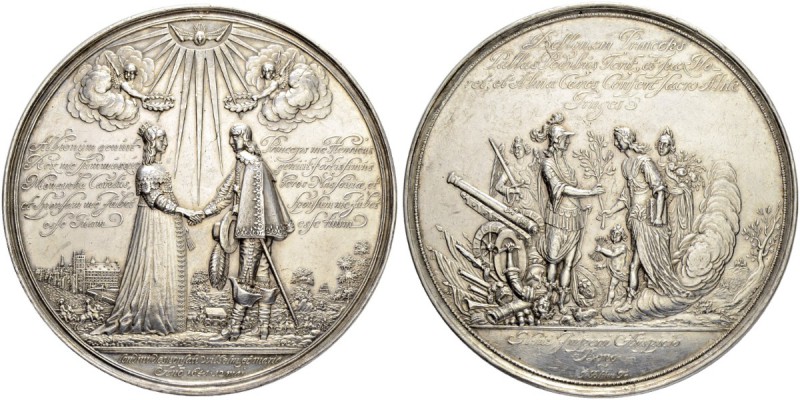 NIEDERLANDE
Historische Medaillen. Silbermedaille 1641. Auf die Vermählung Wilh...