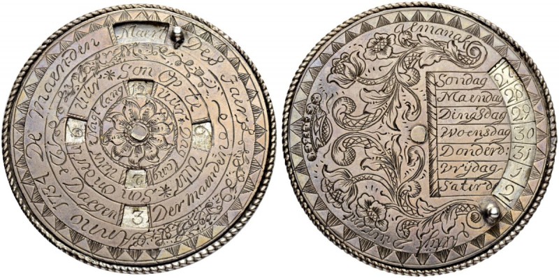 NIEDERLANDE
Historische Medaillen. Silbermedaille 1734. Kalendermedaille mit de...