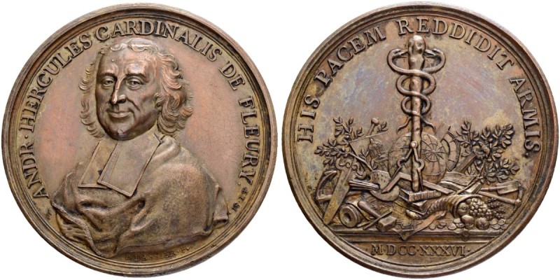 POLEN
August III. 1733-1763. Bronzemedaille 1736. Auf den französischen Premier...