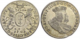 POLEN
Danzig, Stadt. 30 Groschen (Gulden) 1763. 9.93 g. Dutkowski/Suchanek 425. Gutes sehr schön / Good very fine. (~€ 255/~US$ 315)