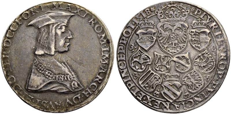 RDR / ÖSTERREICH
Maximilian I. 1493-1519. Guldiner 1518, St. Veit. Brustbild de...