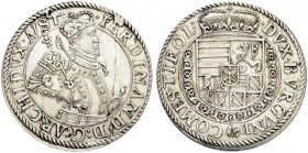 RDR / ÖSTERREICH
Der Medailleur Antonio Abondio. Erzherzog Ferdinand II. 1564-1595. 1/4 Taler o. J., Hall. 7.11 g. Moser/Tursky 247 var. Kleine Kratz...