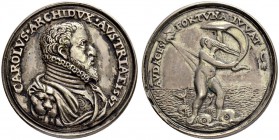 RDR / ÖSTERREICH
Der Medailleur Antonio Abondio. Erzherzog Karl, 1564-1590. Silbergussmedaille 1567. Stempel von Antonio Abondio. Gehrnischtes Brustb...
