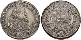 RDR / ÖSTERREICH
Rudolf II., Kaiser des Heiligen Römischen Reiches von 1576-1612. Taler 1609, Ensisheim. Löwenkopfschulter. 28.46 g. Klemesch 138. Mo...