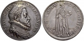 RDR / ÖSTERREICH
Rudolf II., Kaiser des Heiligen Römischen Reiches von 1576-1612. Medaillen Rudolfs II. Silbermedaille o. J. (1589). Stempel von Vale...
