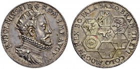 RDR / ÖSTERREICH
Rudolf II., Kaiser des Heiligen Römischen Reiches von 1576-1612. Medaillen Rudolfs II. Silbergussmedaille 1590. Auf den Reichstag in...