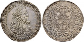 RDR / ÖSTERREICH
Rudolf II., Kaiser des Heiligen Römischen Reiches von 1576-1612. Medaillen Rudolfs II. Matthias, (1608-)1612-1619. Taler 1618 KB, Kr...