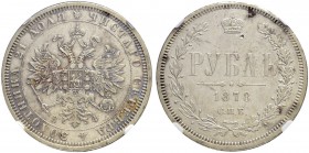 RUSSLAND
Kaiserreich und Föderation. Alexander II. 1855-1881. Rubel 1878, St. Petersburg, HO. Bitkin 92. NGC AU DETAILS (REV DAMAGE). (~€ 105/~US$ 12...