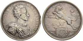SCHWEDEN
Karl XII. 1697-1718. Silbermedaille o. J. (1706). Auf seine Kriegserfolge in den Jahren 1700-1706. Stempel von G. Hautsch, Nürnberg, Geharni...
