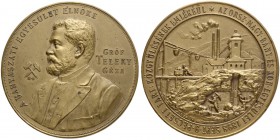 UNGARN
Personenmedaille. Graf Teleky Géza, geb. 1843, gest. 1913, ungarischer Politiker und Schriftsteller. Bronzemedaille 1898. Stempel von Gerlk. B...