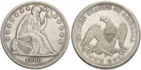 USA
1 Dollar 1860 O, New Orleans. 26.73 g. Vorzüglich / Extremely fine. (~€ 425/~US$ 525)