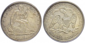 USA
Half Dollar 1875 S, San Francisco. KM A99. PCGS MS64. (~€ 130/~US$ 160)