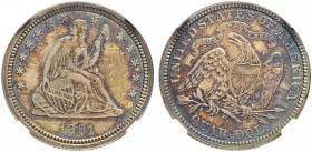USA
1/4 Dollar 1891, Philadelphia. Prachtvolle Erhaltung mit herrlicher Patina / Beautiful condition with magni­ficent patina. NGC PF65 CAMEO. (~€ 64...