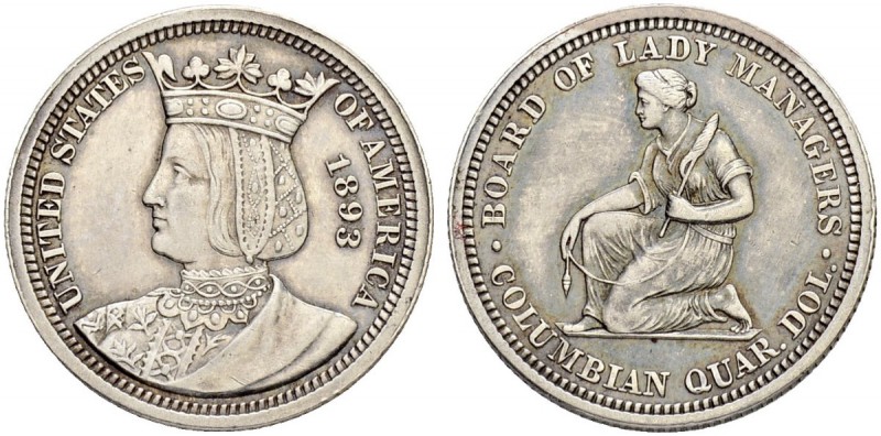 USA
1/4 Dollar 1893, Philadelphia. Columbian Eposition. 6.18 g. Sehr schön-vorz...