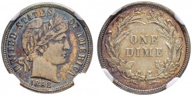 USA
10 Cents 1892, Philadelphia. Prachtvolle Erhaltung mit herrlicher Patina / Beautiful condition with magnificent patina. NGC PF65. (~€ 640/~US$ 79...