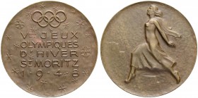 MISCELLANEA
Olympiade. Bronzemedaille 1948. Zu den V. Olympischen Winterspielen in St. Moritz. Teilnehmer-Medaille. 40.2 mm. 25.32 g. Gadoury 2. Selt...