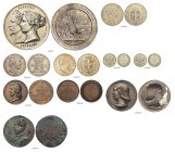 GEMISCHTE LOTS
Diverse Münzen und Medaillen. Belgien. Bronzemedaille 1831. Frankreich. Bronzemedaille 1848. Italien. Bronzegalvano Savoien (1559). Ei...